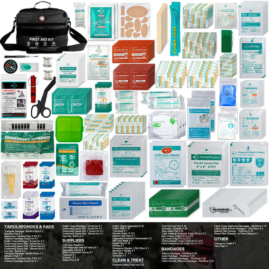 SuccorWare 435-piece kit close-up with gauze and bandages for versatile care.
