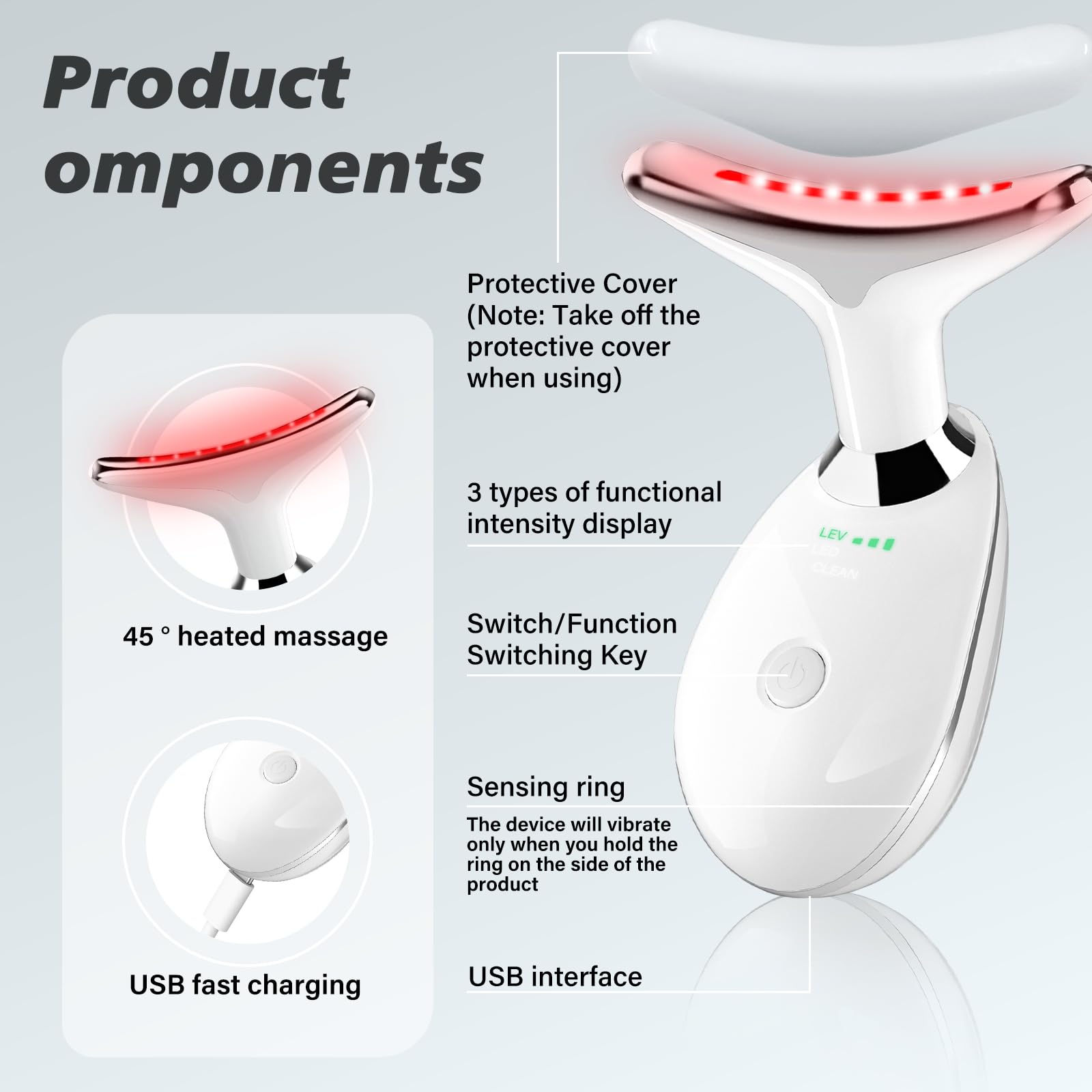 Suenohyu face-neck massager white during neck application for targeted relief