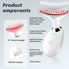Suenohyu face-neck massager white during neck application for targeted relief