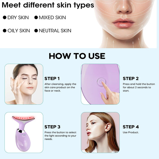 Suenohyu massager wand features a 160-degree curve for a precise face and neck fit.