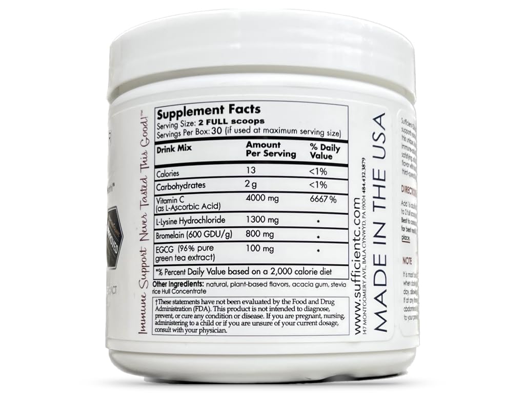 Sufficient-C 4000mg vitamin C powder ready for on-the-go wellness