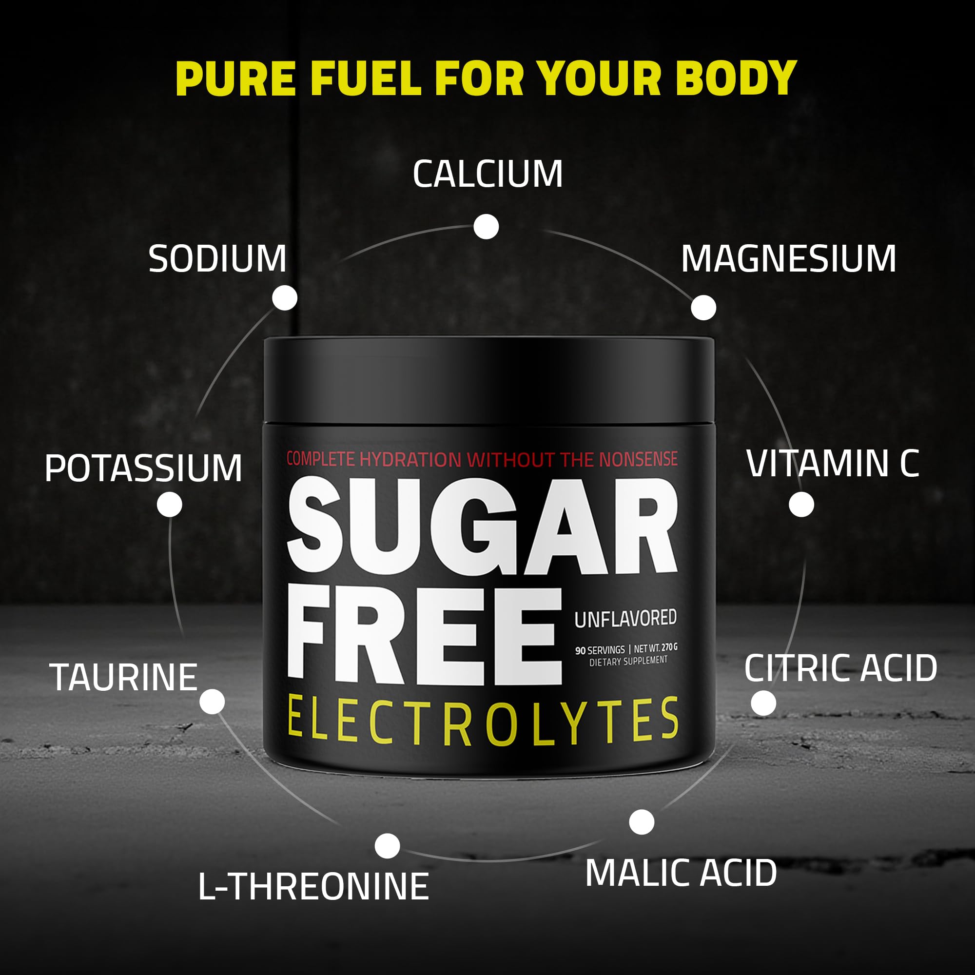 Sugar Free Electrolytes vegan and gluten-free drink ready for daily hydration.