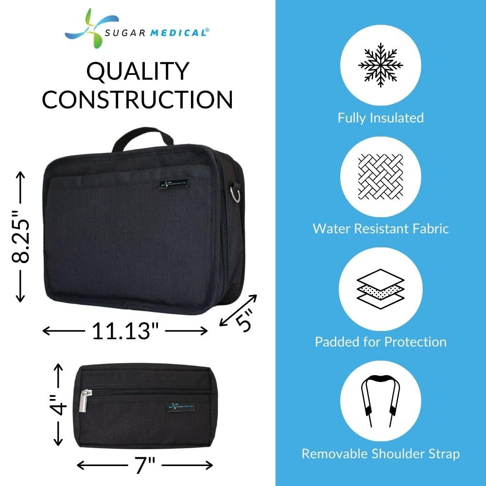 Sugar Medical insulated travel bag side view showing compact design.