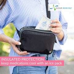 Main compartment of Sugar Medical diabetes supplies bag securely organized