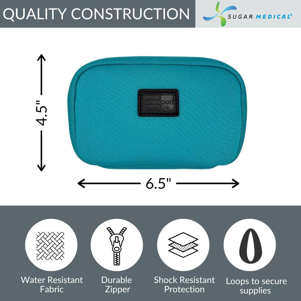 Sugar Medical Omnipod Metro case interior with elastic loops keeps test strips safe.