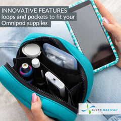Sugar Medical Omnipod Metro case water-resistant material protects supplies on rainy days.