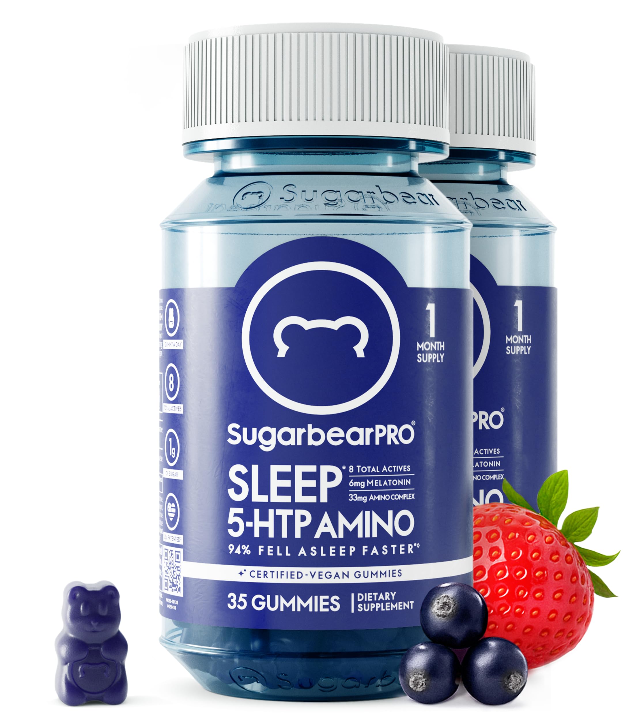 SugarBearPro Sleep Gummy bottle on nightstand for a calm bedtime routine