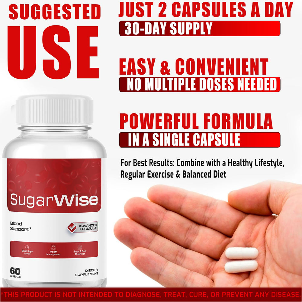 SugarWise capsules dispensed on palm for on-the-go use