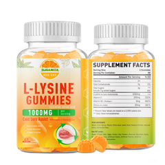 SUGAWITA Lysine Gummies bottle highlighting 1000 mg per serving for immune support