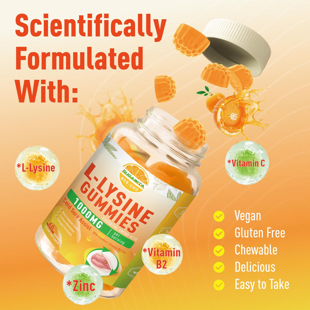 SUGAWITA Lysine Gummies kid-friendly chewables on bright setting