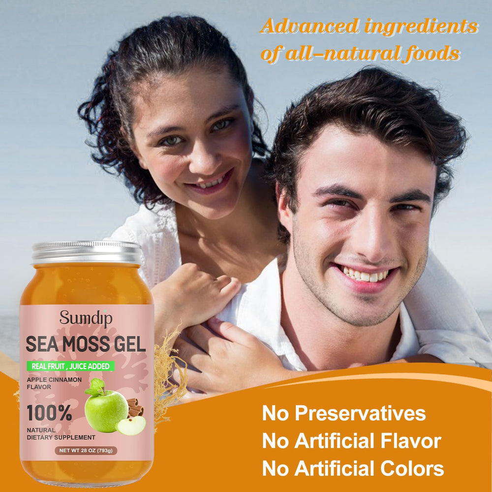 SumDIP Sea Moss Gel label displaying flavor and ingredients