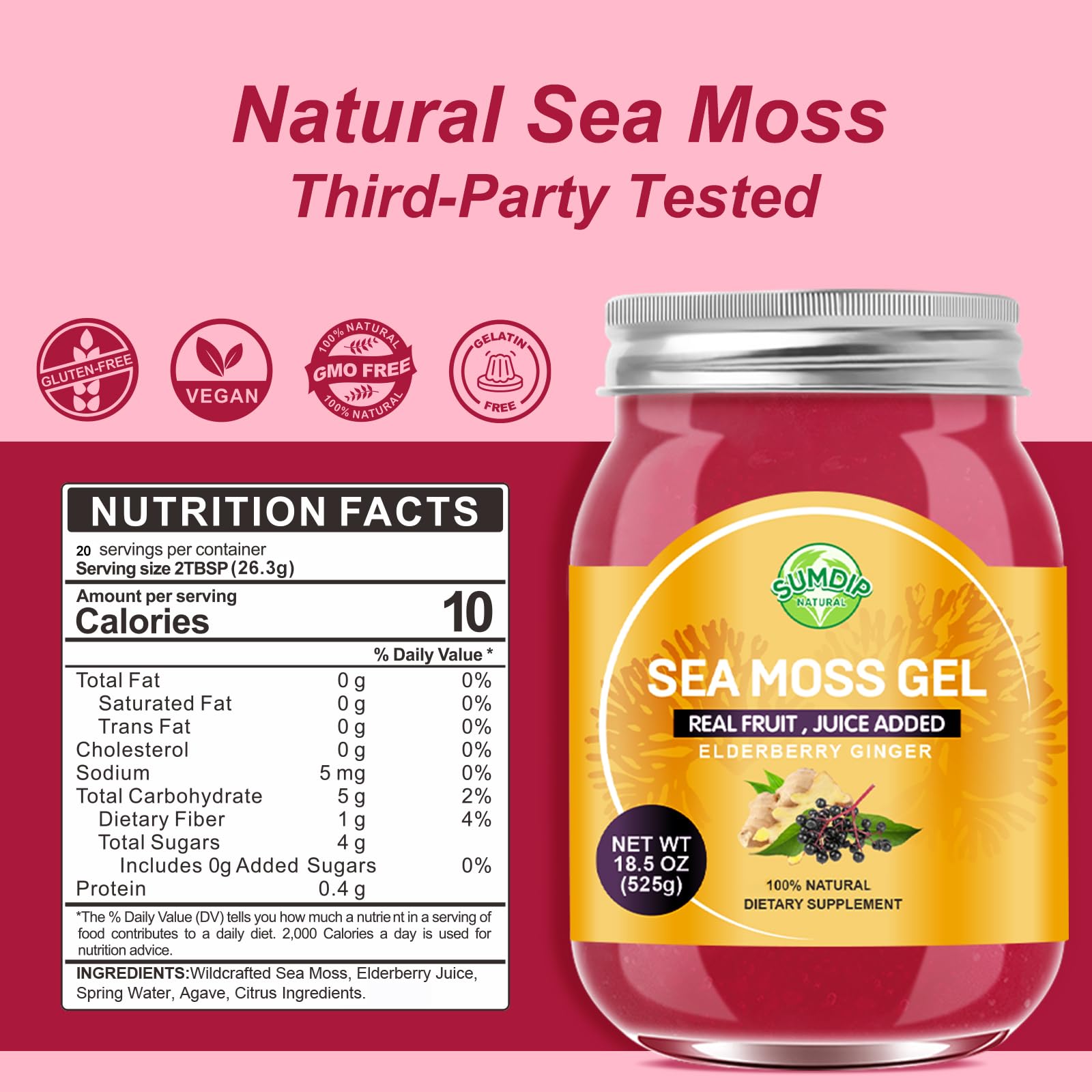 SumDIP Seamoss Gel inside bottle close-up for daily nourishment