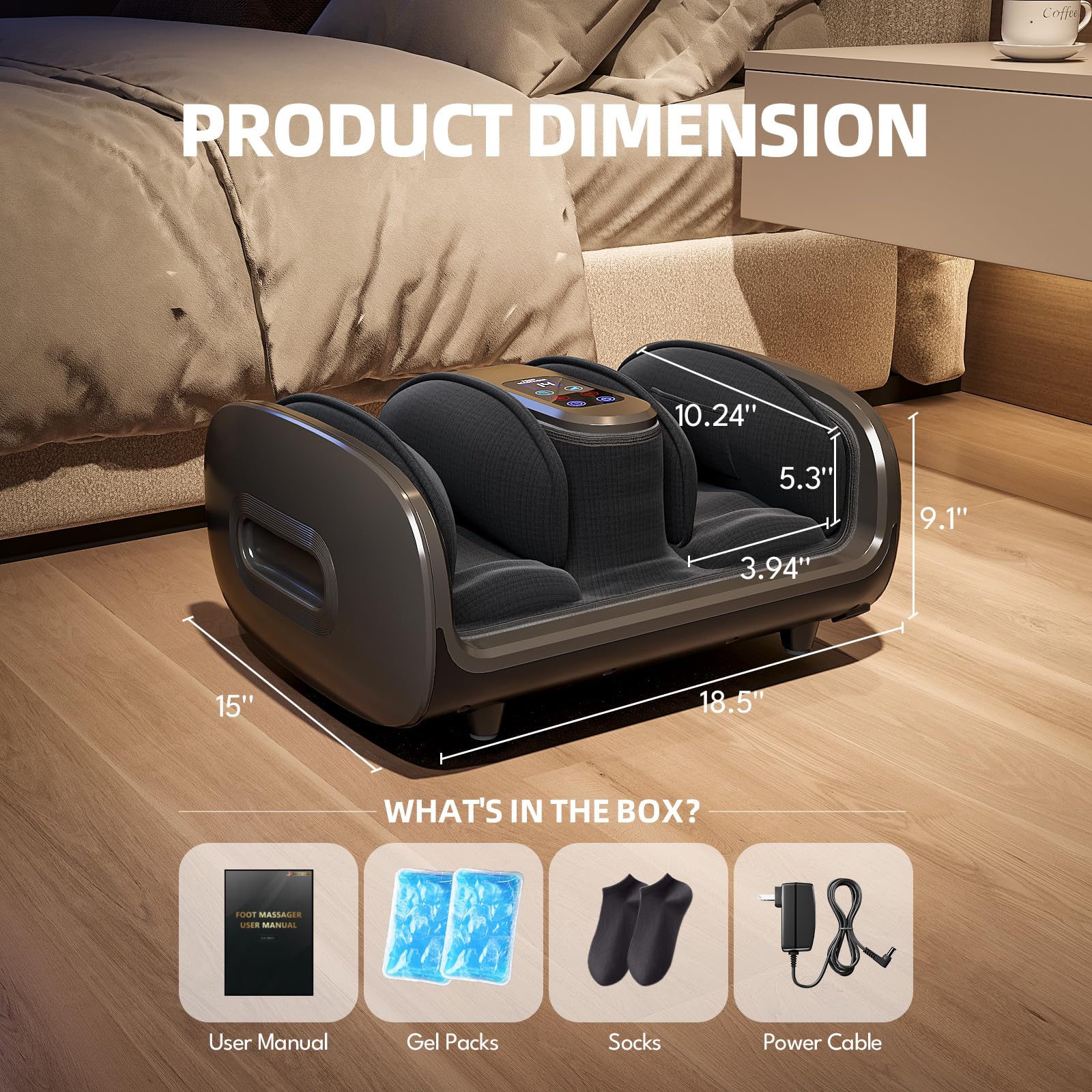 SUMELL foot massager control panel shown for intuitive operation.