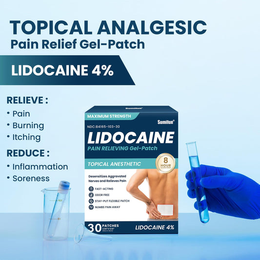 Sumifun patch on back provides targeted relief during daily activities.