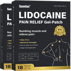 Sumifun 4% lidocaine patch on the back for targeted, convenient coverage.