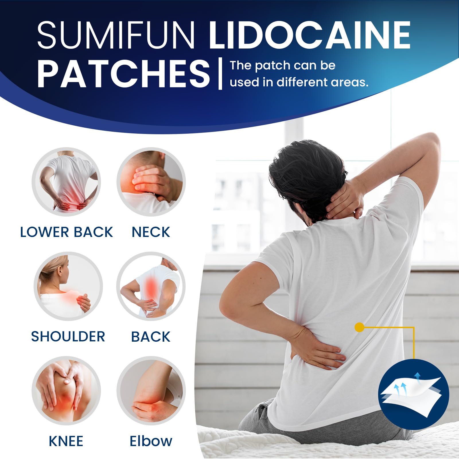 Sumifun knee patch provides steady numbing relief during activity.
