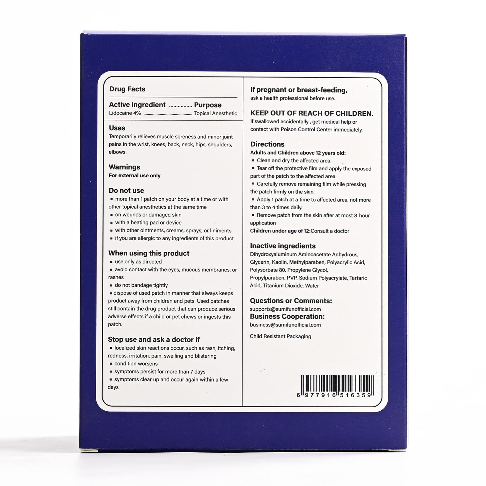 Sumifun 4% lidocaine patch office-ready for desk job comfort