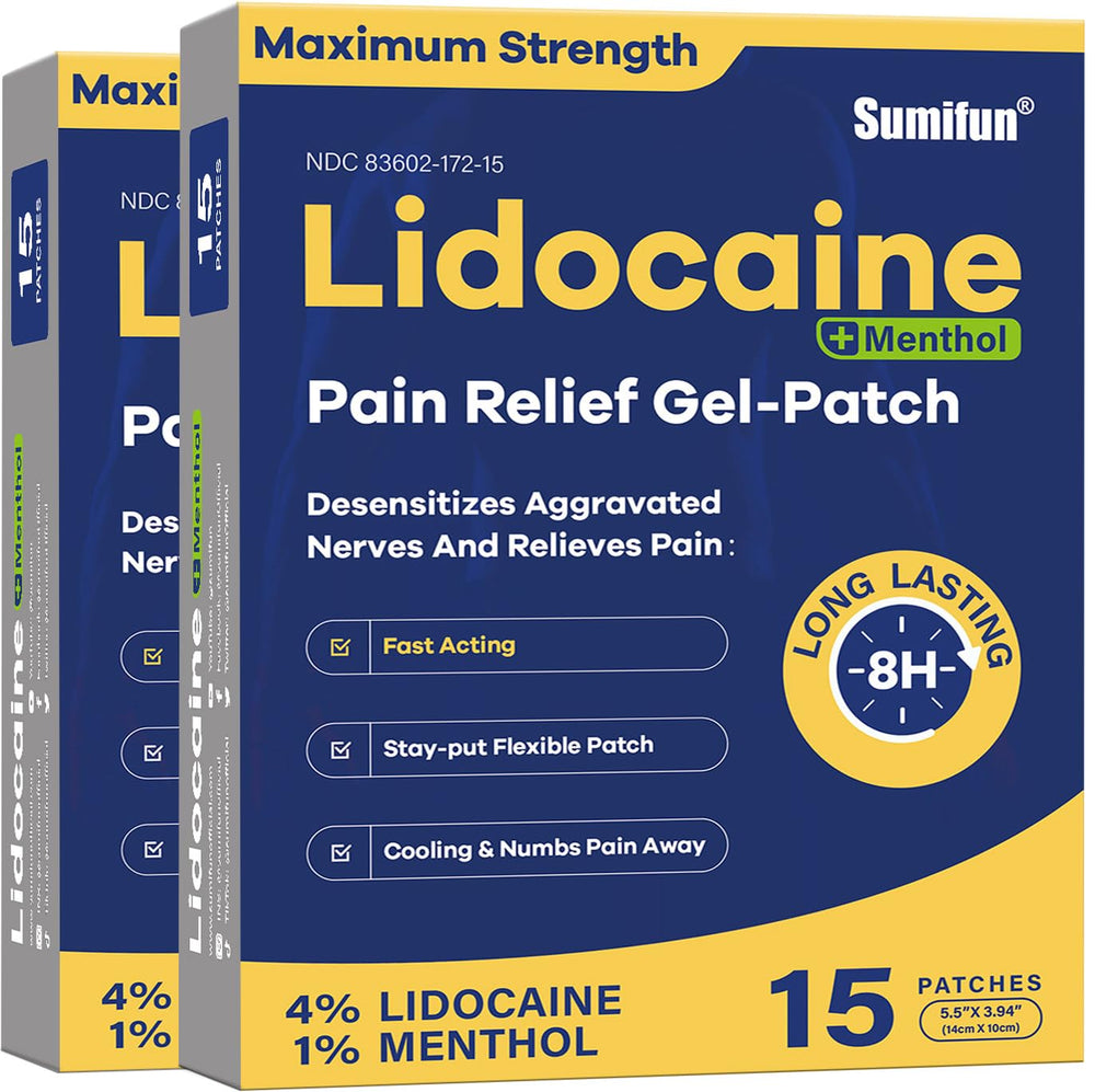Sumifun lidocaine-menthol patches box supplies 30 counts for broad-area relief