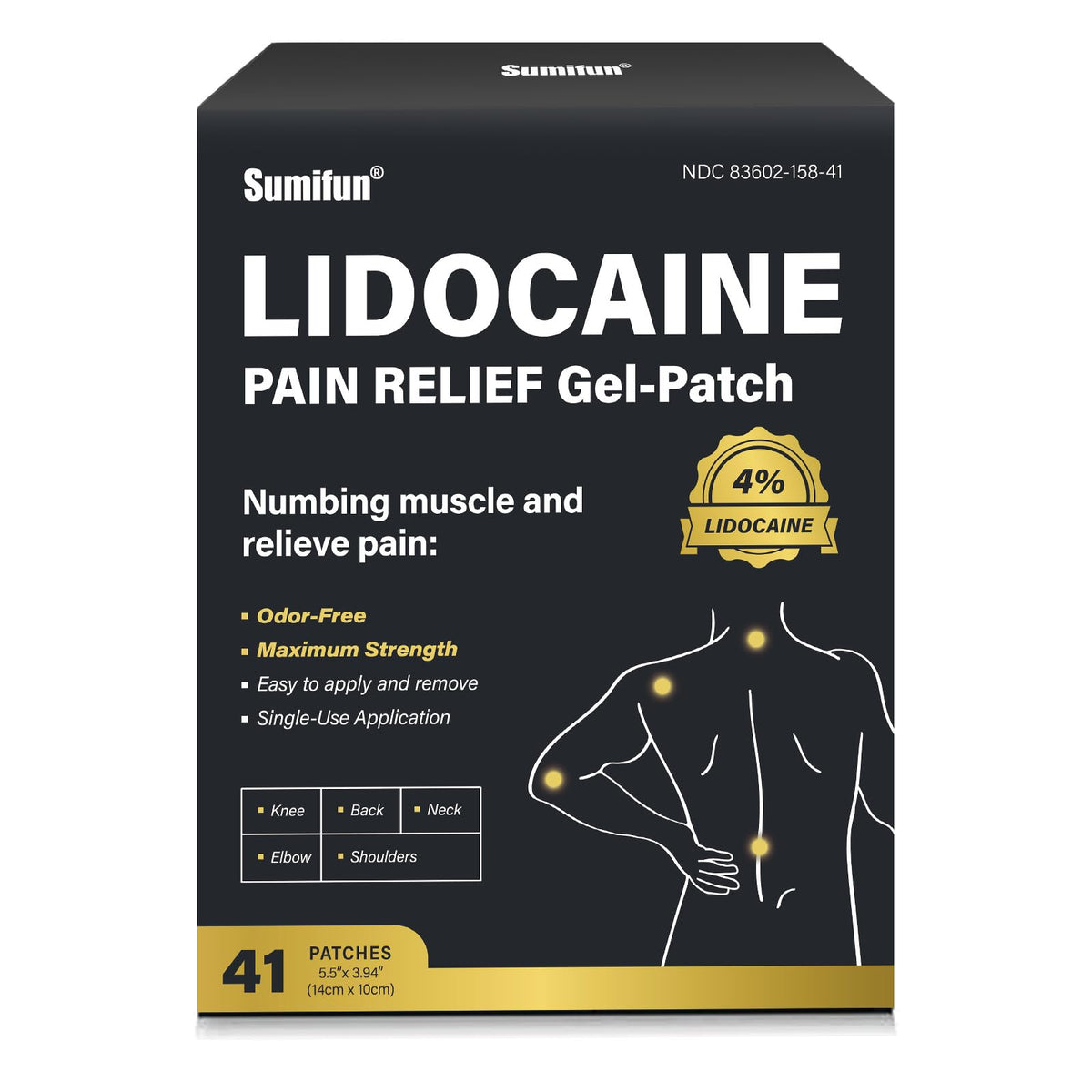 Sumifun Lidocaine Patch for back pain provides targeted relief on the lower back area.