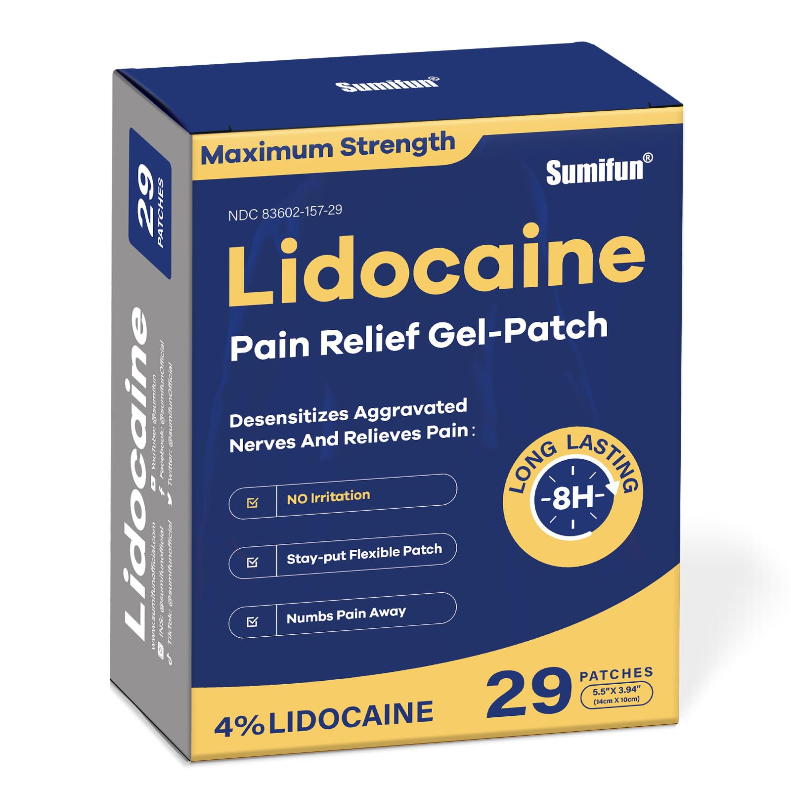 Sumifun lidocaine patch on back area for targeted temporary relief