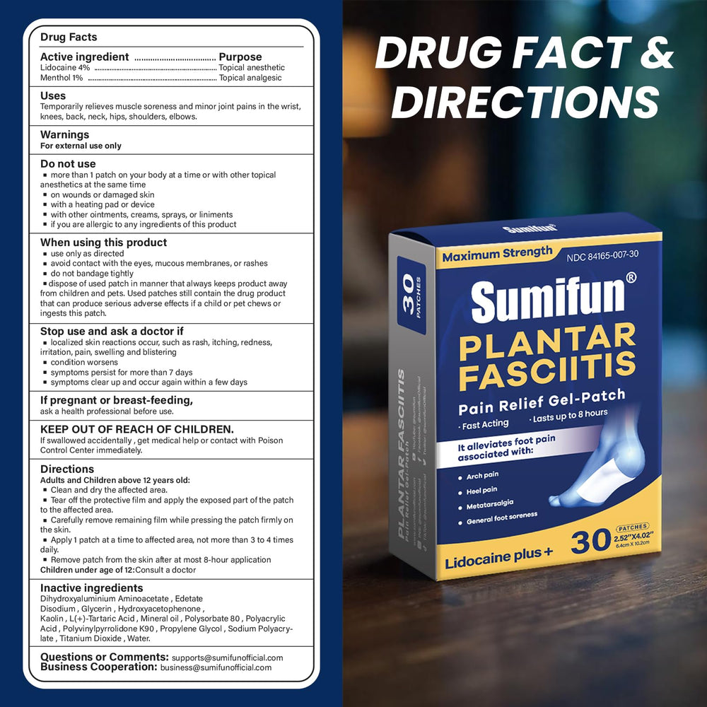 Sumifun lidocaine patch size 6x10 cm shown for wide coverage.
