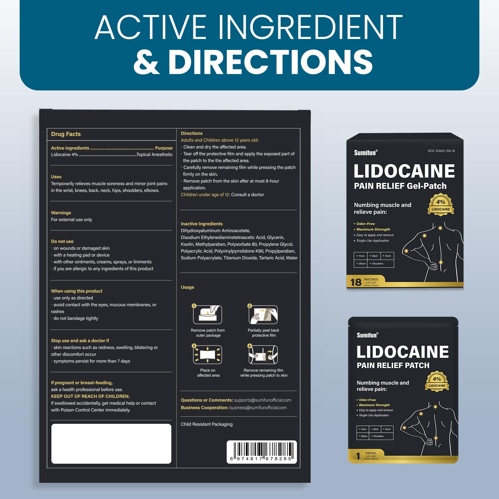 Sumifun lidocaine patch in home use for everyday relief and convenience.