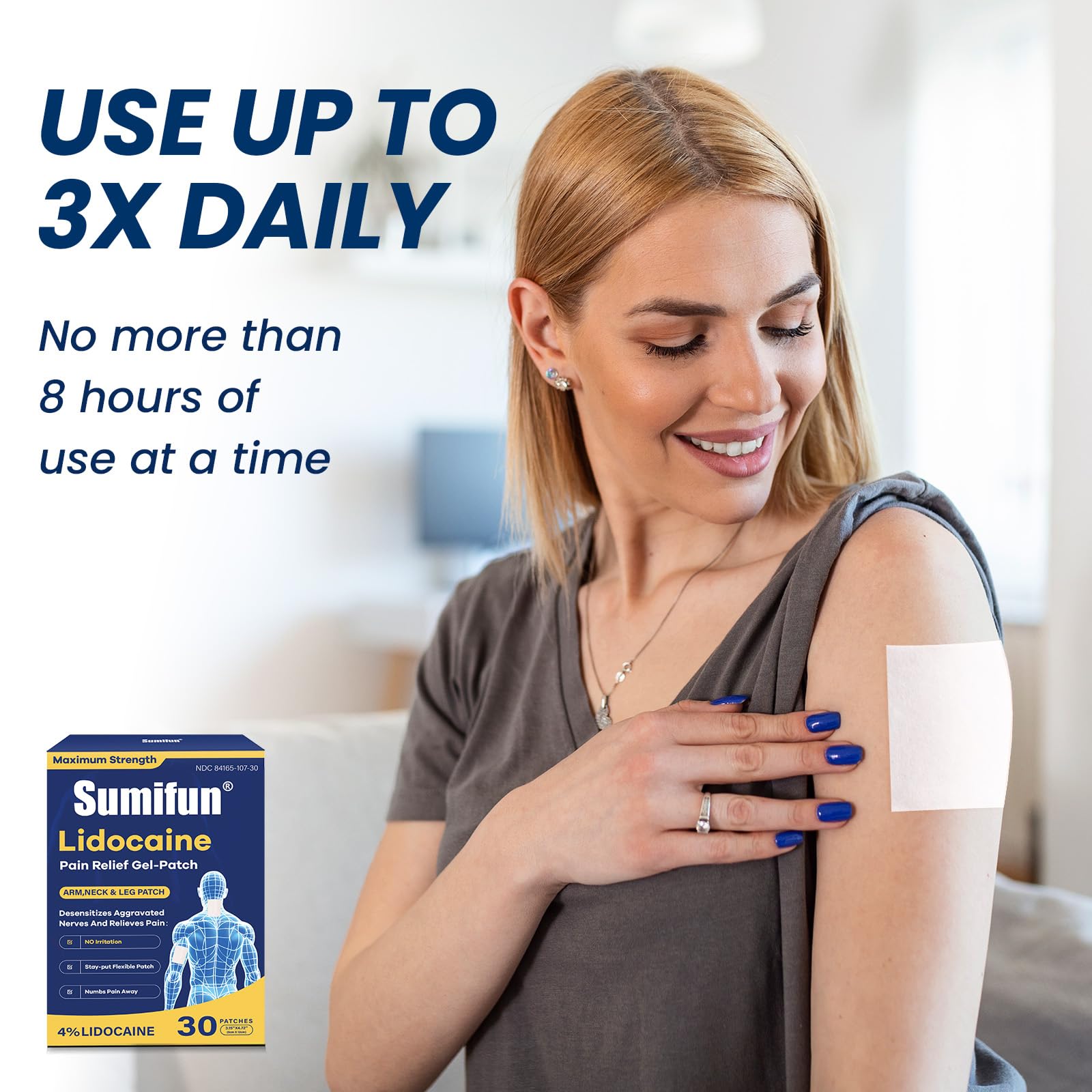 Sumifun lidocaine patch relieves ball-of-foot discomfort while staying firmly in place.