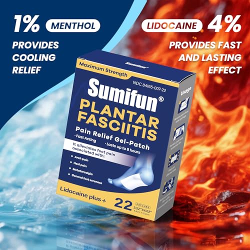 Sumifun lidocaine patches applied to arch of foot for fast relief