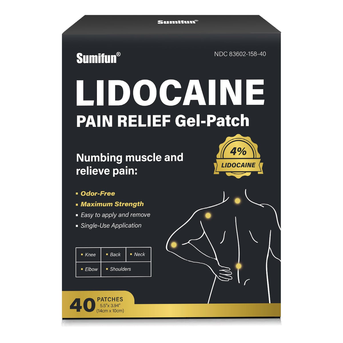 Sumifun lidocaine patches pack front view for quick relief