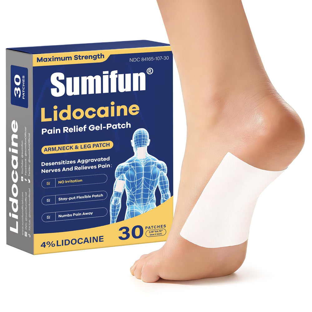 Sumifun lidocaine patch for plantar fasciitis offers targeted relief on the sole.