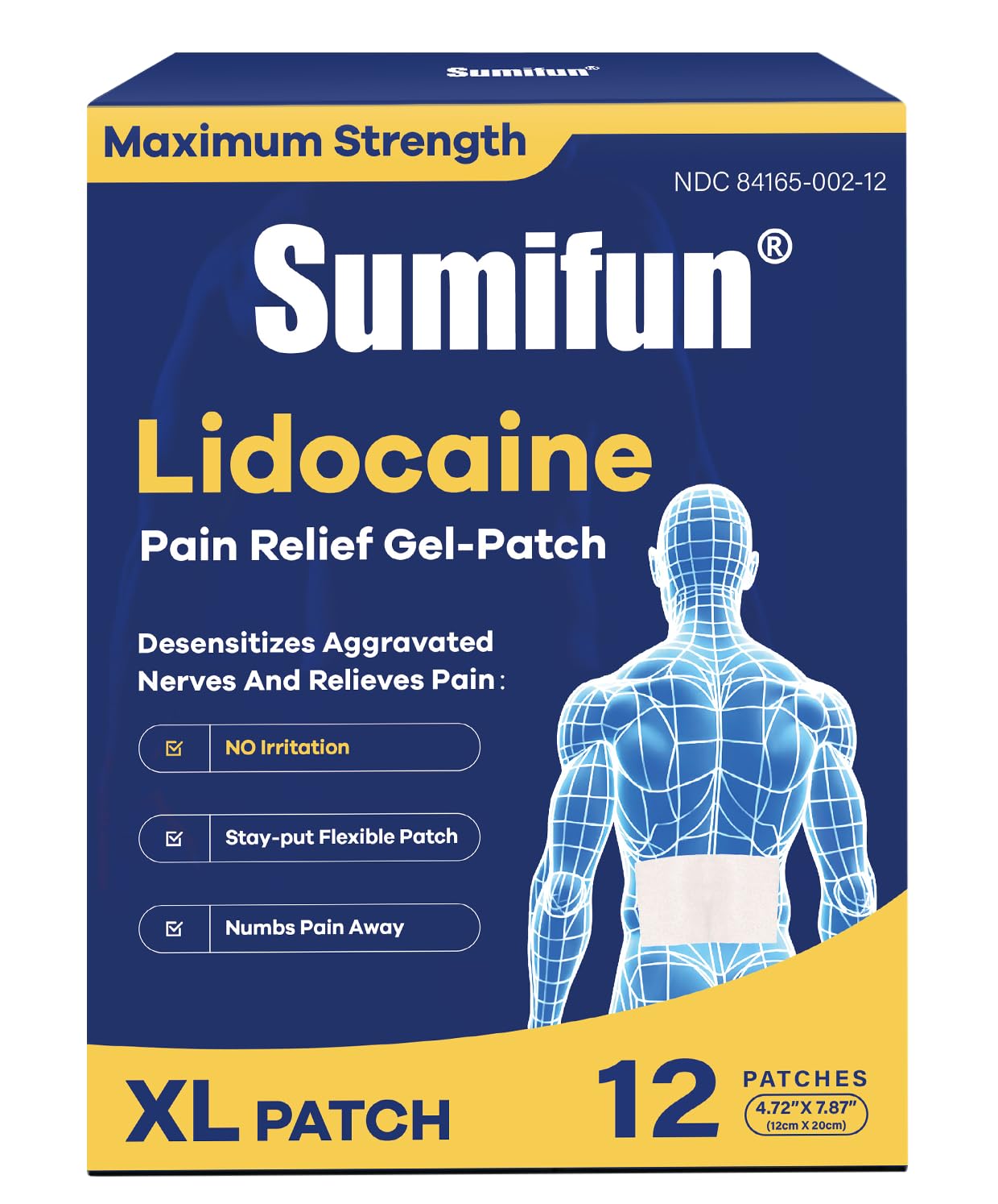 Sumifun XL patch back coverage enables broad-area numbing support.