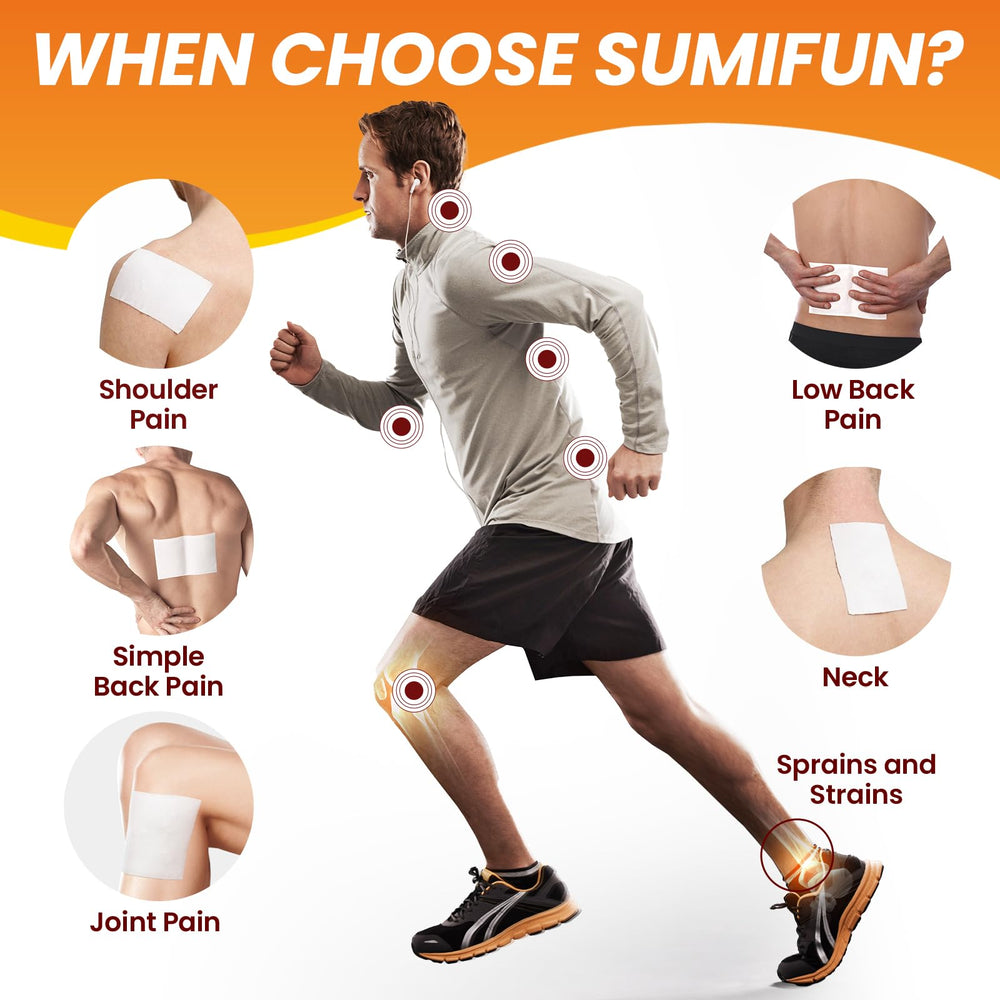 Sumifun Tiger Pain Relief Patch used on joints for versatile relief options.
