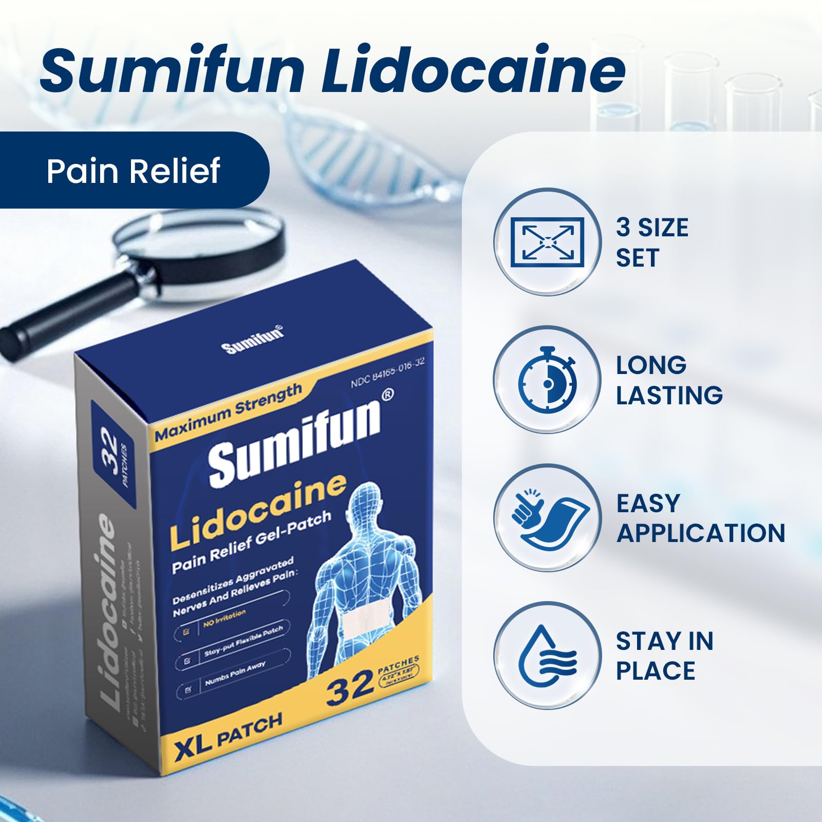 Sumifun XL Lidocaine patch all-day comfort on active days
