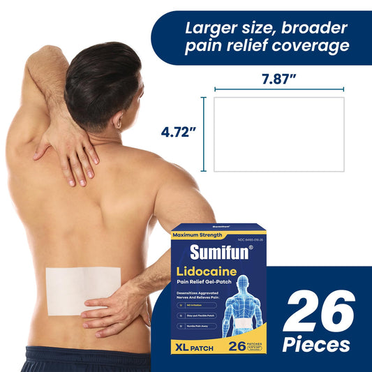 Sumifun XL Lidocaine patch close-up showing its large-area coverage.