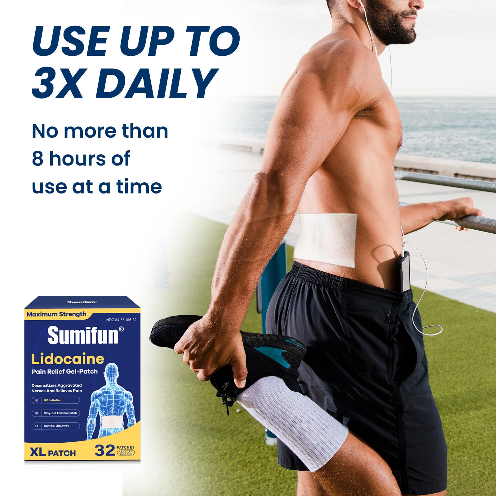 Sumifun XL Lidocaine patch odorless hydrogel for discreet use