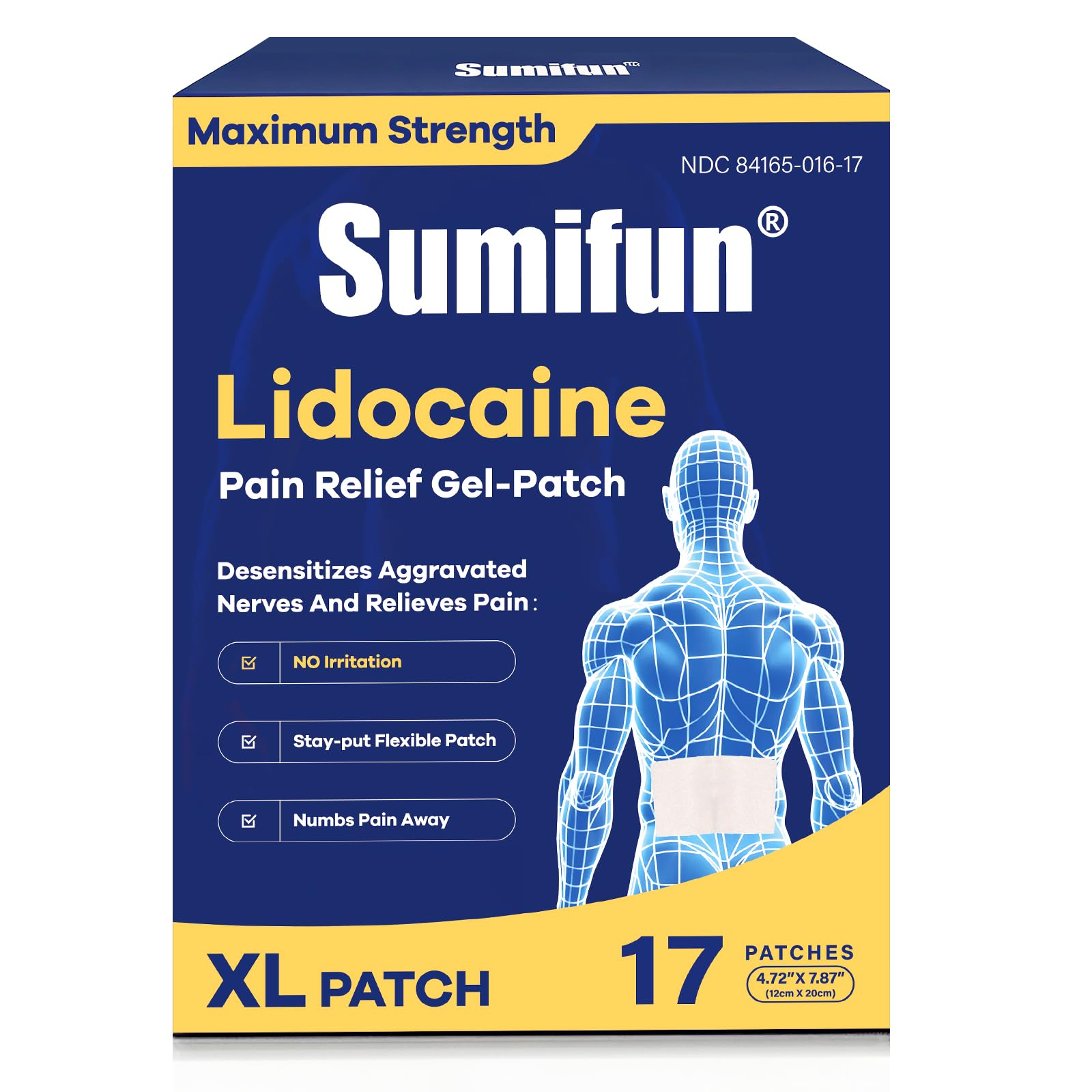 Sumifun XL lidocaine patches pack ready for quick pain relief on the go.