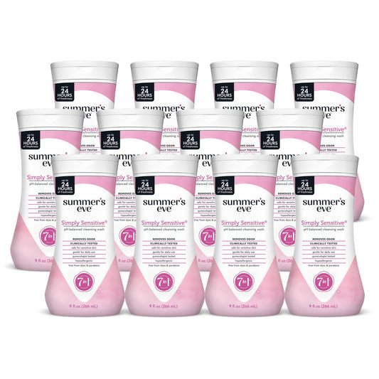 Summer's Eve Simply Sensitive bottle on shelf for daily gentle cleanse