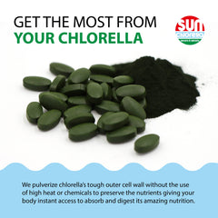 Sun Chlorella 500mg tablet pack open demonstrates on-the-go nutrition