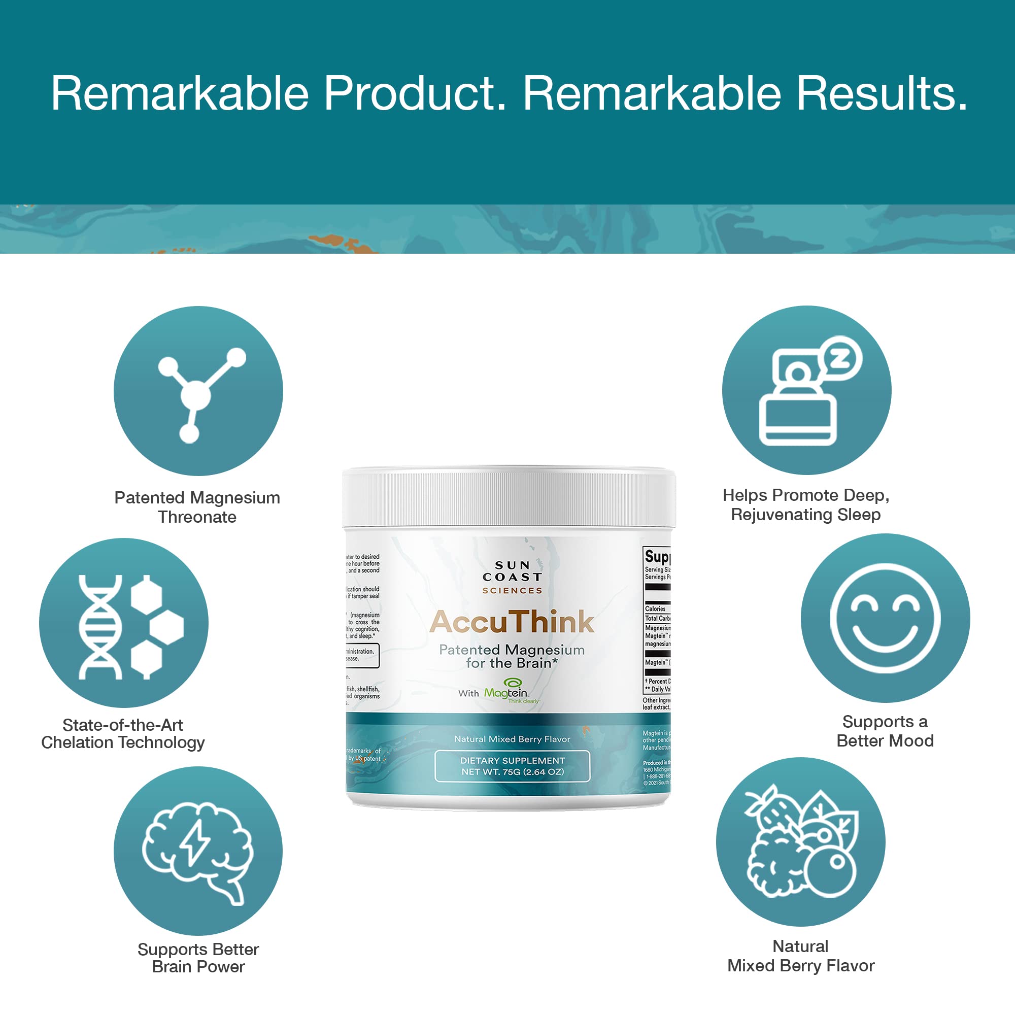 Sun Coast Sciences AccuThink powder teaspoon shows texture for mindful dosing