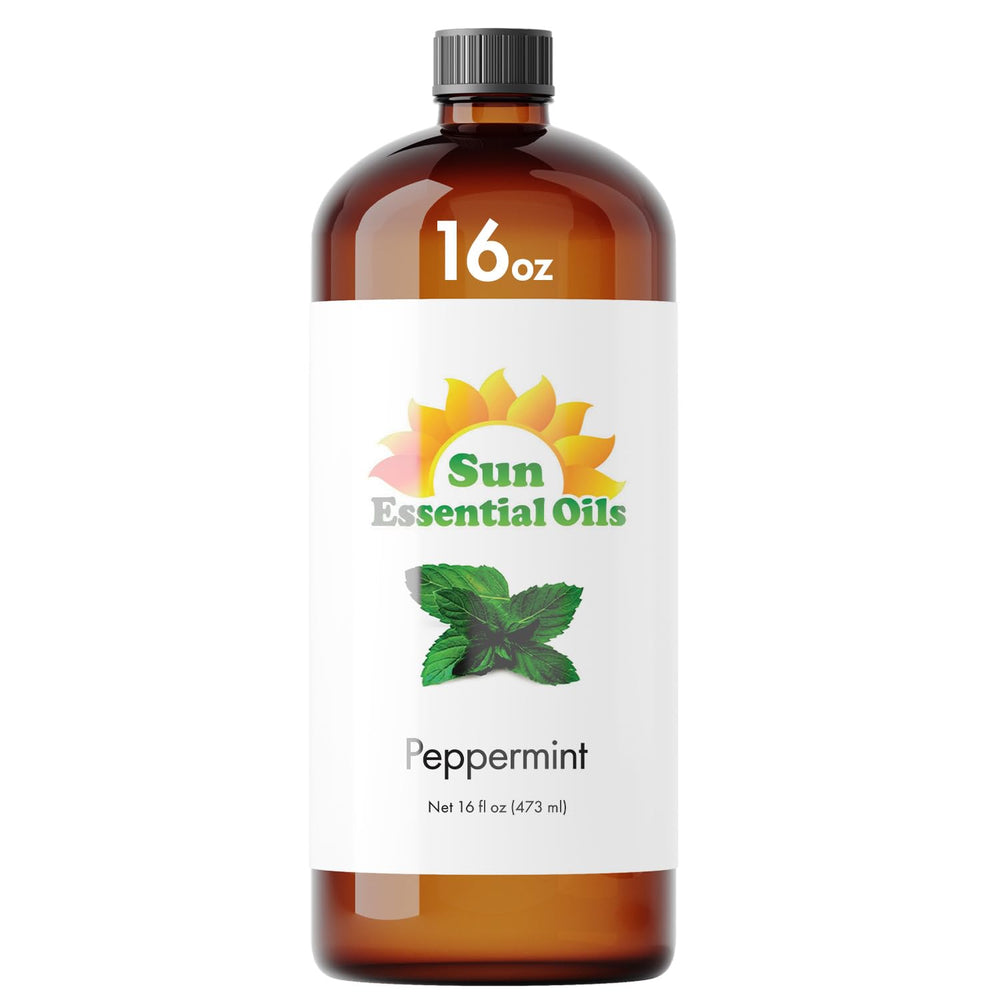 Sun Essential Oils peppermint oil for diffuser bottle with refreshing aroma.