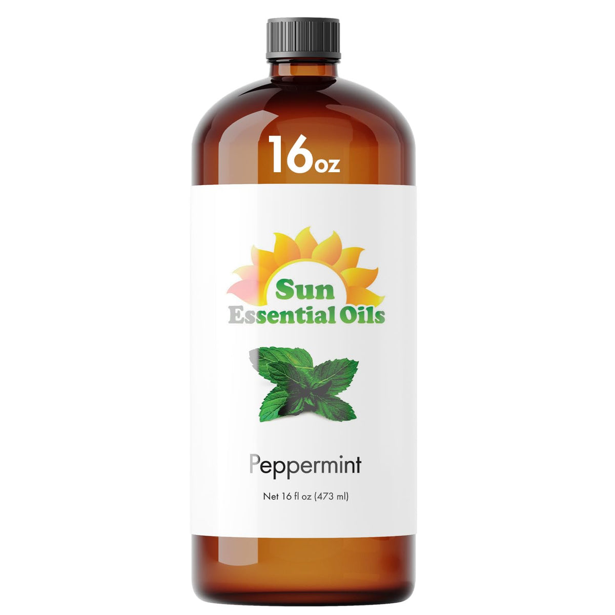 Sun Essential Oils peppermint oil for diffuser bottle with refreshing aroma.