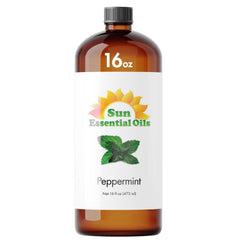 Sun Essential Oils peppermint oil for diffuser bottle with refreshing aroma.