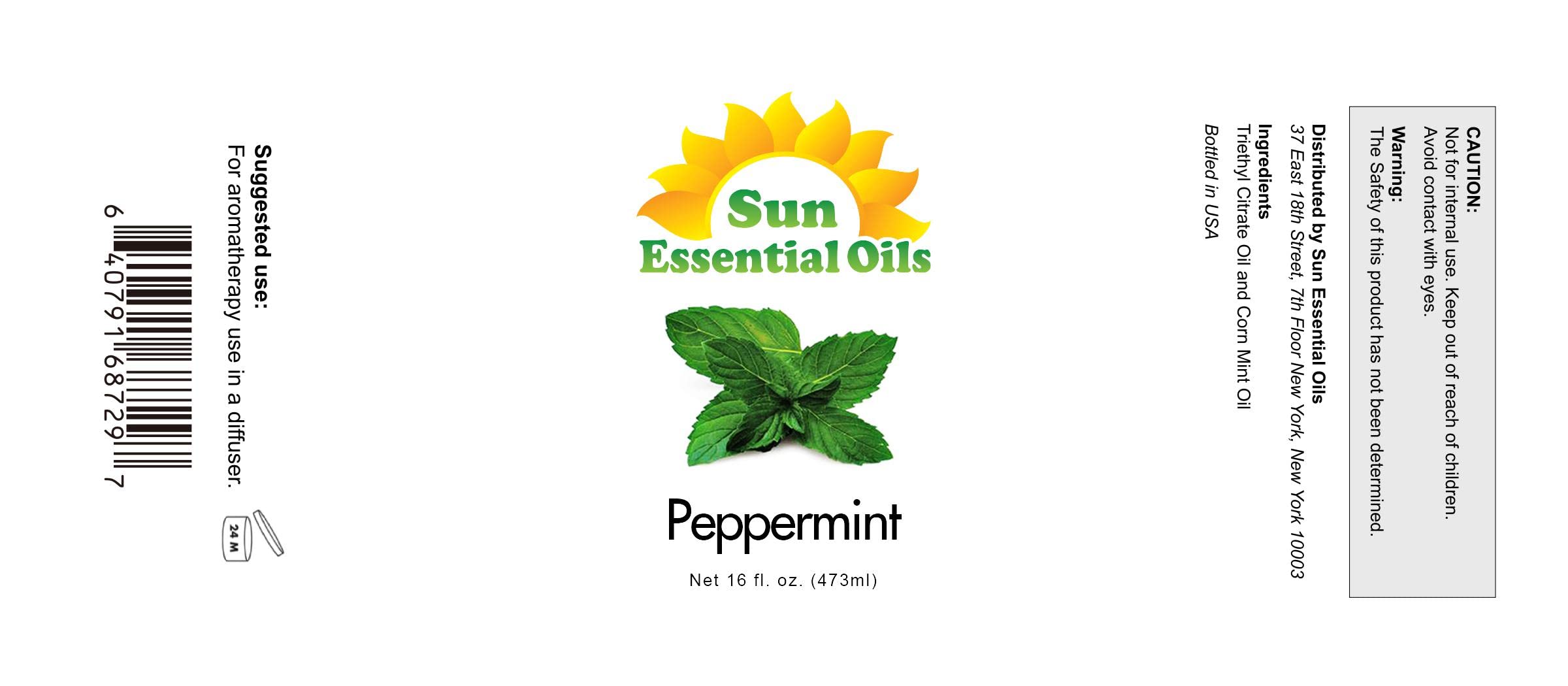 Peppermint oil for massage and skin care by Sun Essential Oils.