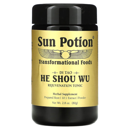 Sun Potion He Shou Wu root jar for rejuvenation rituals and daily vitality