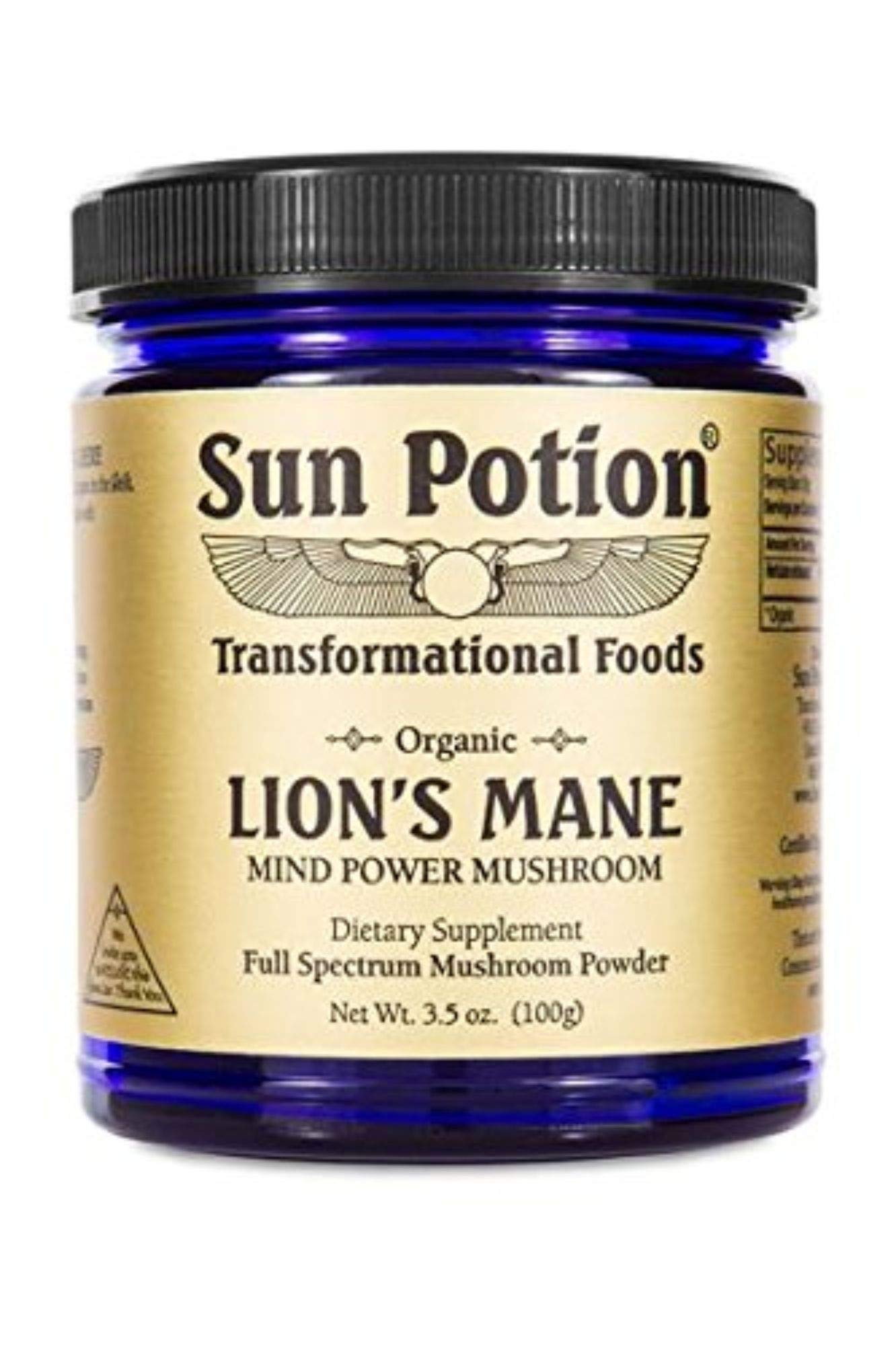 Sun Potion Lion's Mane powder bottle for focus and calm energy