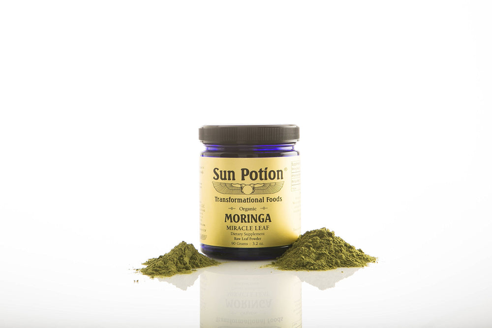 Sun Potion Moringa Leaf Powder tea cup for a hot, herbal greens infusion