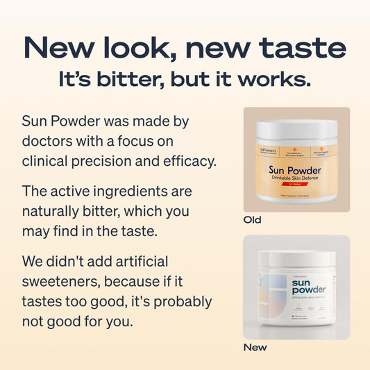 Sun Powder bottle with pour-spoon view for easy daily ingestion