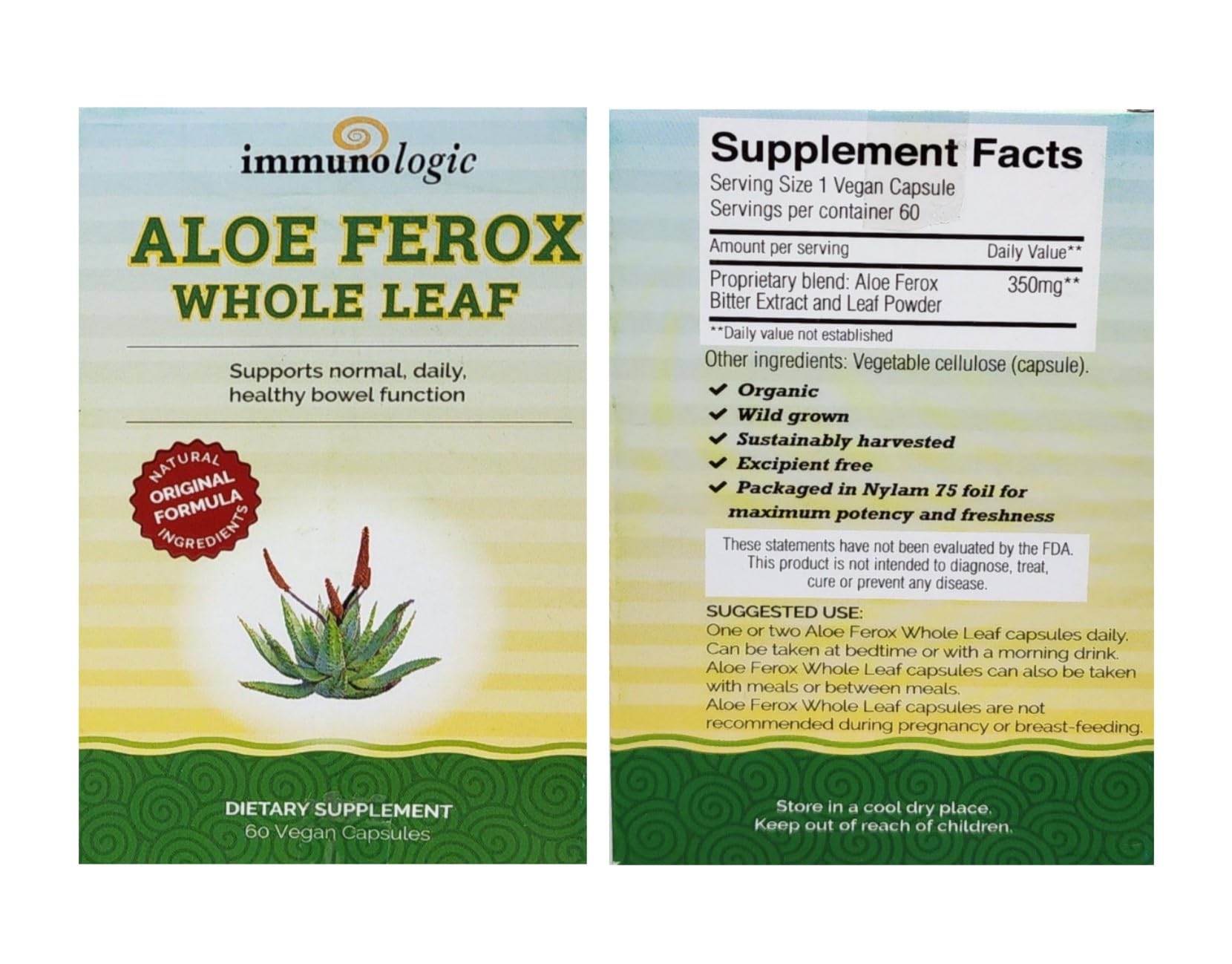 Sun Star Organics Aloe Ferox blend ingredients close-up with vitamins and fiber