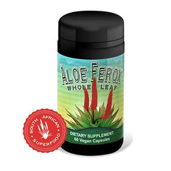 Sun Star Organics Aloe Ferox Whole Leaf Capsules packaging emphasizes sustainability and purity.