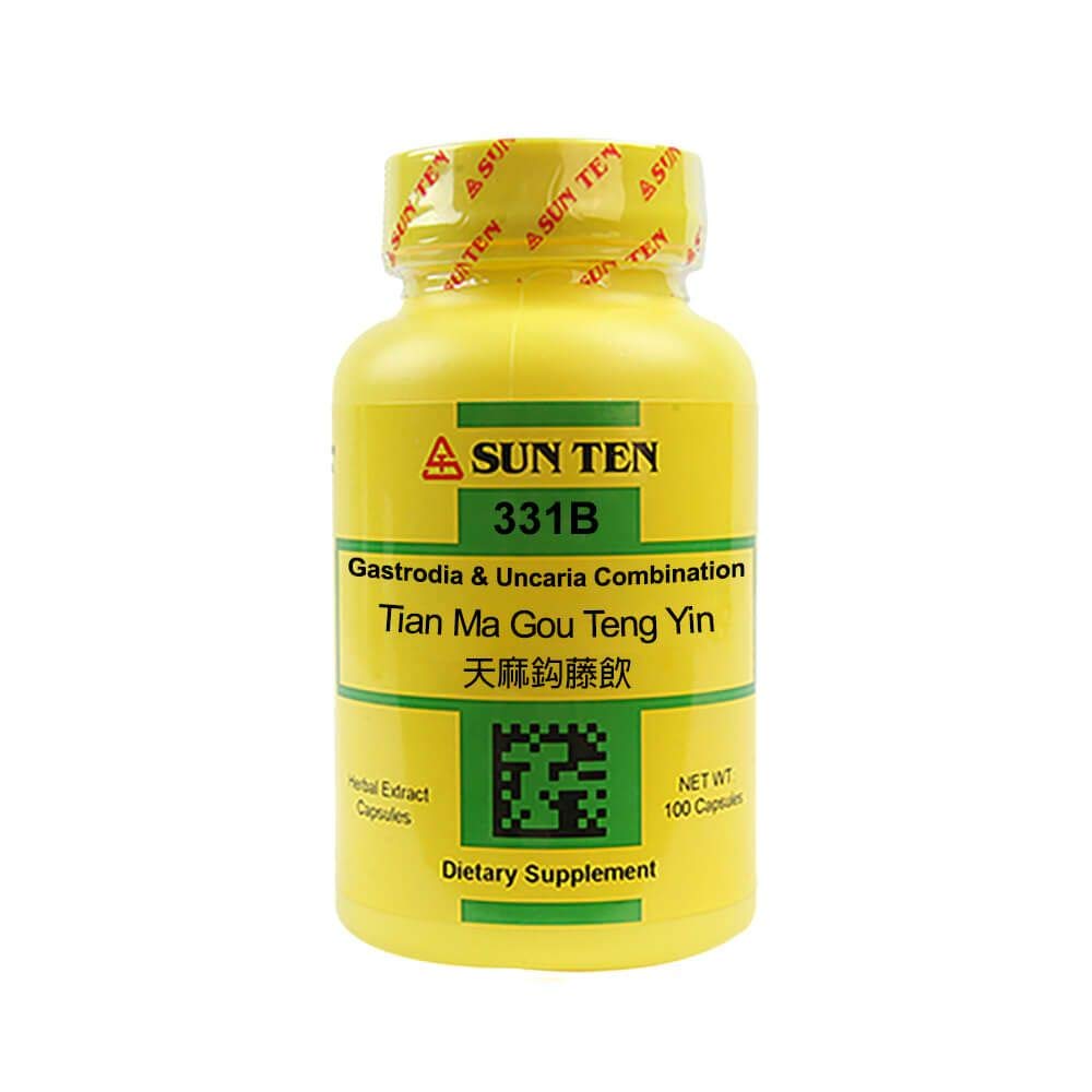 Sun Ten Gastrodia and Uncaria capsules bottle for balanced energy and cardiovascular support.
